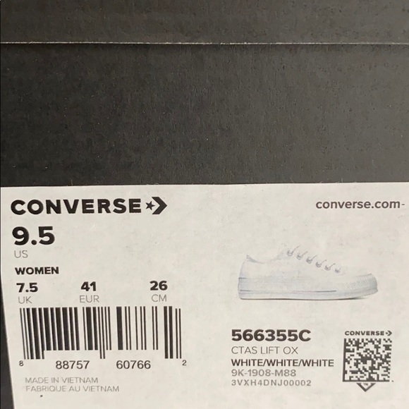 Converse Ctas Lift Low Top Canvas White Women’s - Picture 9 of 10
